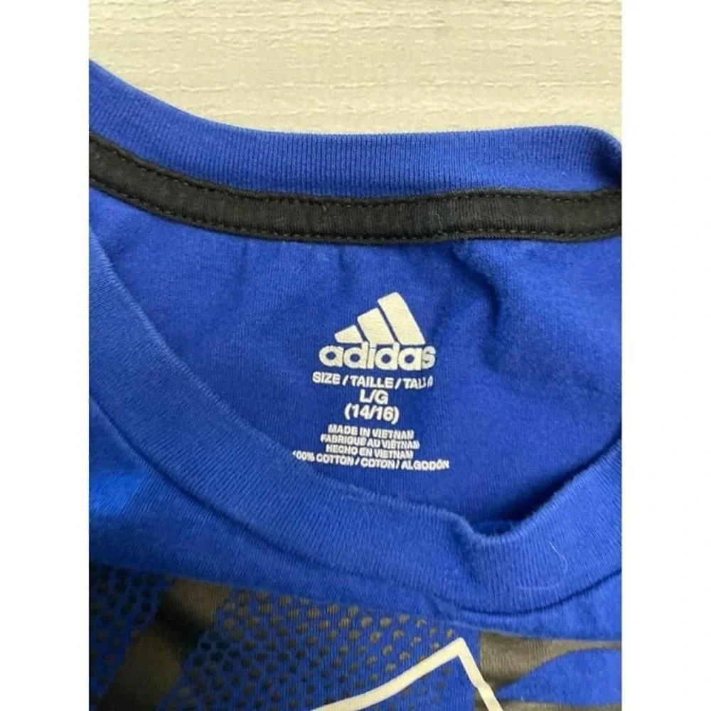 Boys Adidas‎ Blue Shirt Youth Large
